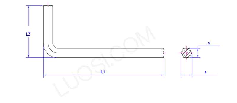 L type hexagon wrench key parameter