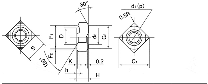 Square Projection Weld Nuts