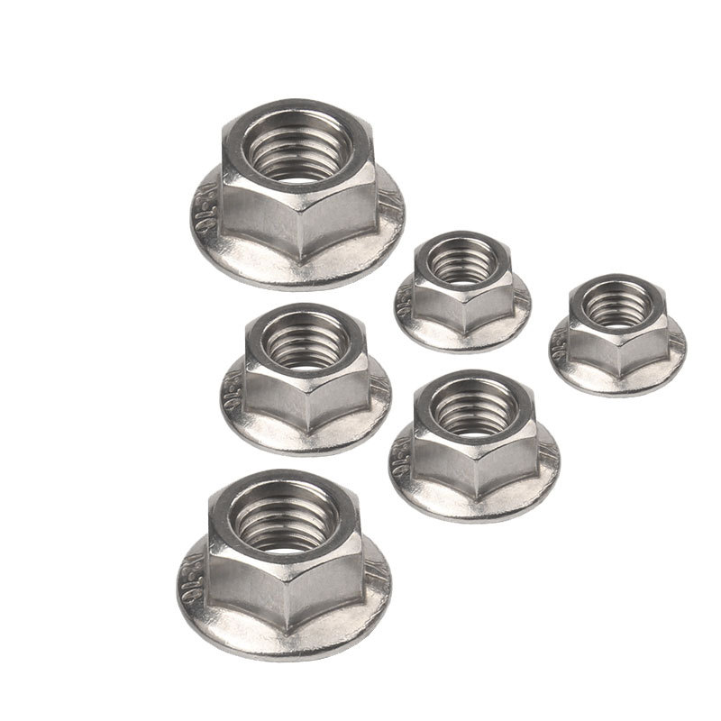 Porcas de flange hexagonais de metal com fixação