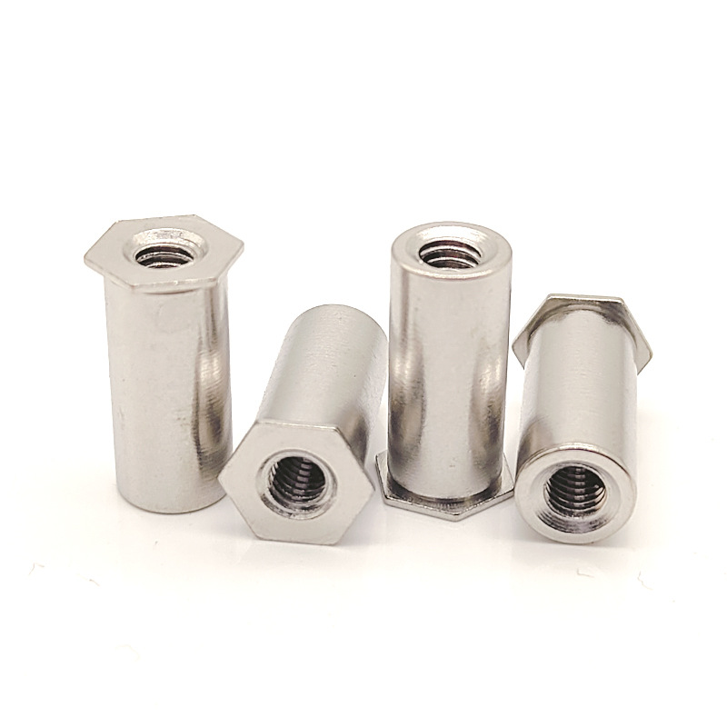 Porca de rebite hexagonal com furo passante azul de zinco